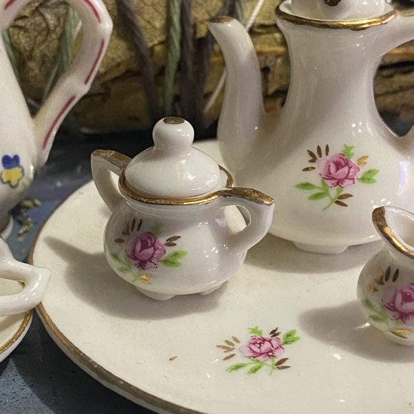 Lefton miniature pink pansies tea set - Picture 6 of 6